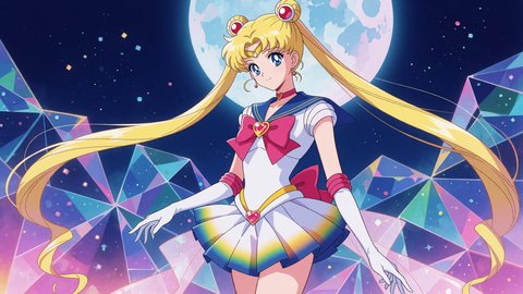 Кадр Sailor Moon Crystal: воительница в современной цифровой рисовке